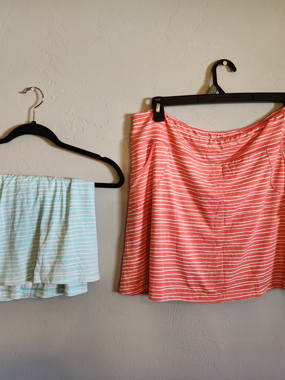 Striped Women’s Skorts Set In Coral and Aqua From Escape By Habitat